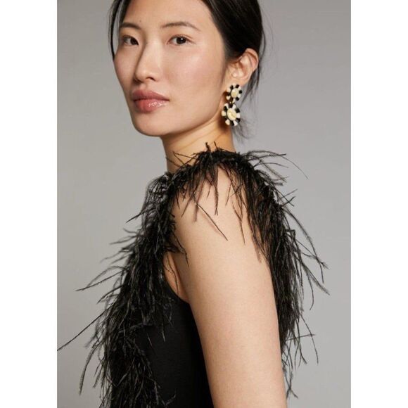 Anthropologie NWT Luxurious Whimsical Bold Fun Glam Retro Chic Feathered Top - Picture 2 of 8